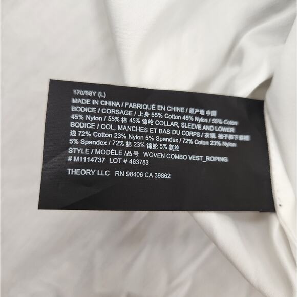 Theory Woven Combo Vest Shirt in Navy & White Size Large NWT Sweater - Picture 11 of 12